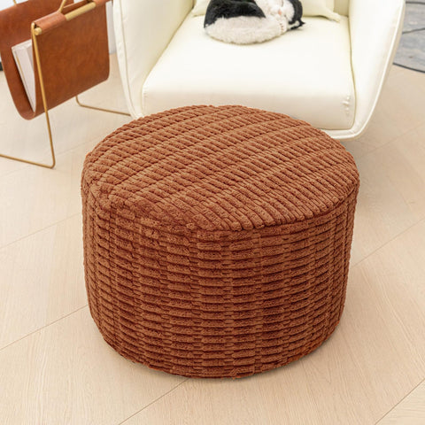 Asuprui pouf ottoman ships vacuum-packed and rebounds quickly.