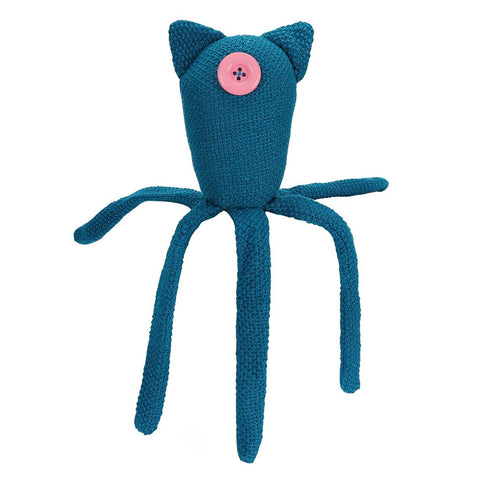 ASVP Shop Coraline one-eyed octopus doll in bright turquoise, whimsical decor piece.