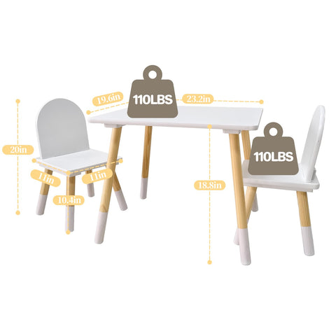 Asweets table with rounded edges for safer playtime.