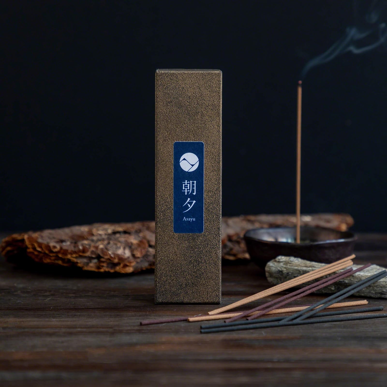 Asayu Japan agarwood incense stick showing rich resinous scent.