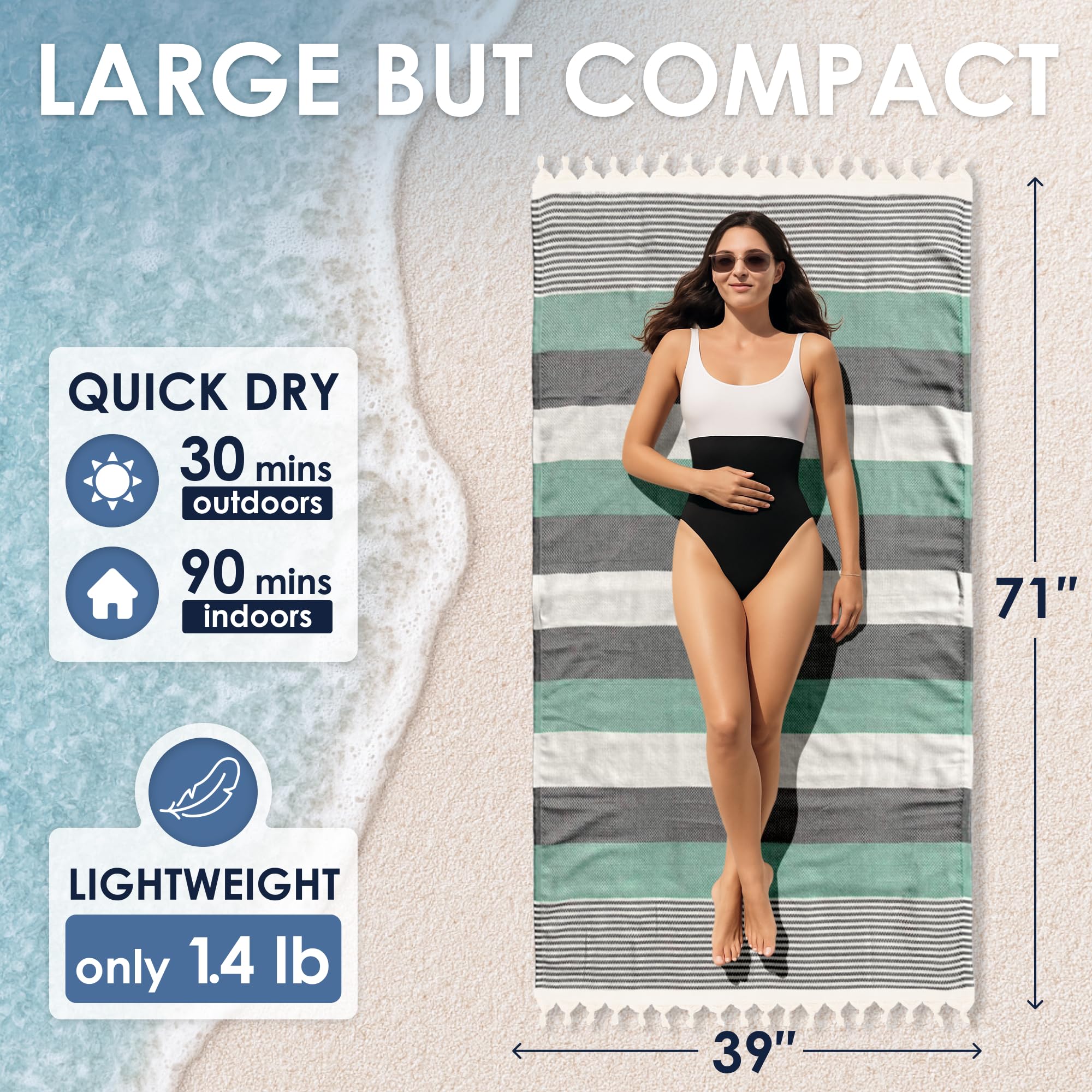 ATANI midweight soft towel for comfortable lounging without bulk.