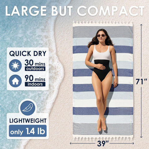 ATANI Turkish Beach Towel provides oversized lounging space for two.