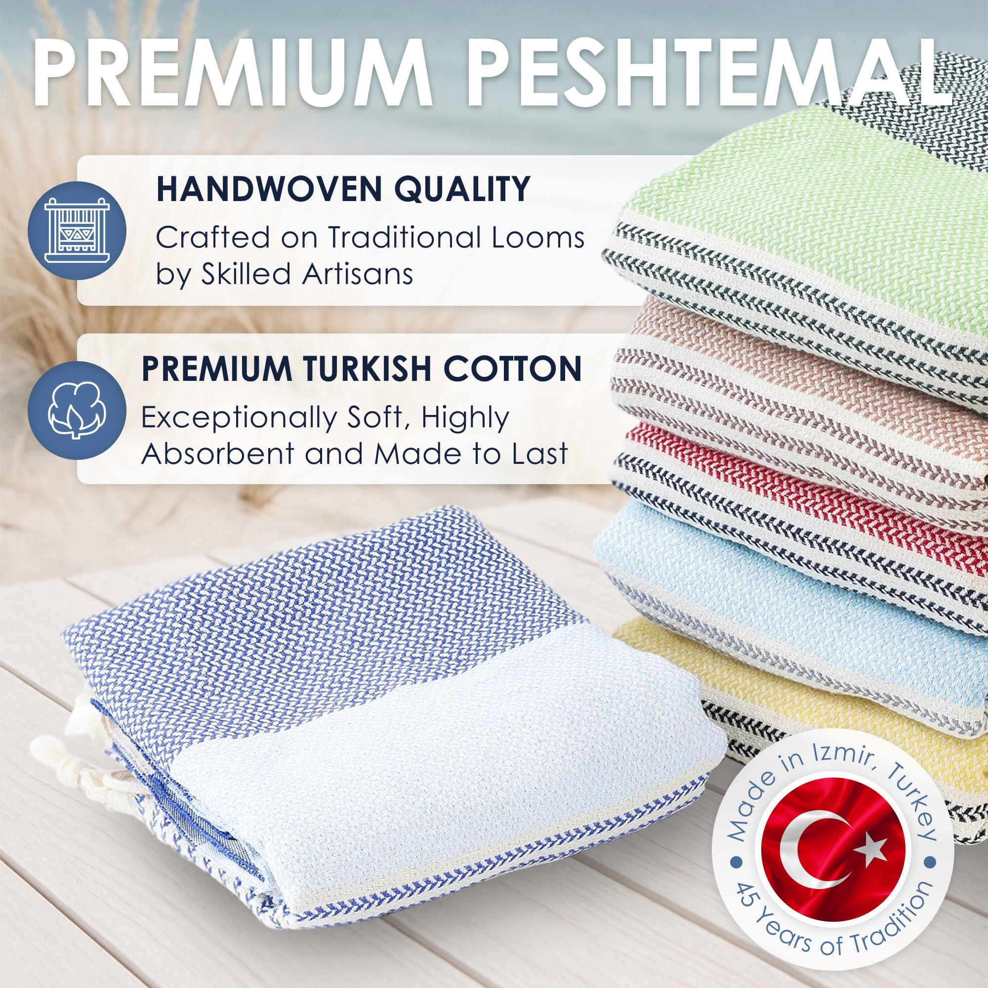 ATANI Turkish Beach Towel pure Aegean cotton breathable fabric.