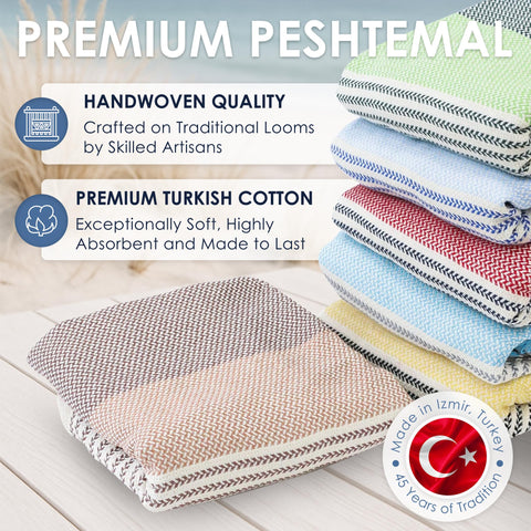 ATANI Turkish Beach Towel uses pure Aegean cotton for breathable comfort and durability.