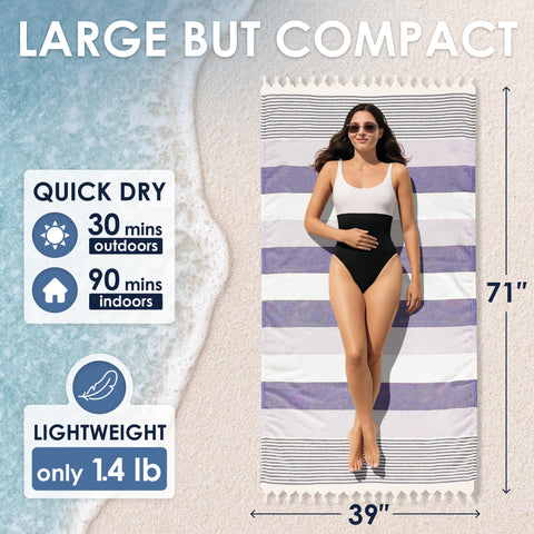 ATANI Turkish Beach Towel quick-drying fabric dries fast after swimming.