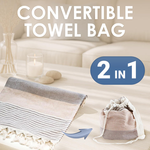 ATANI Turkish Beach Towel fabric dries quickly for fresh post-swim use.