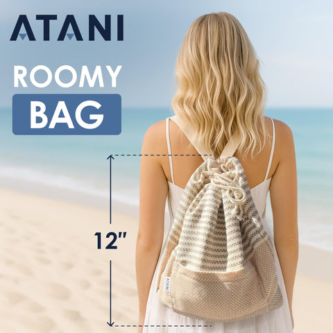 ATANI Turkish Beach Towel sand-shake weave releases grit with a single snap.