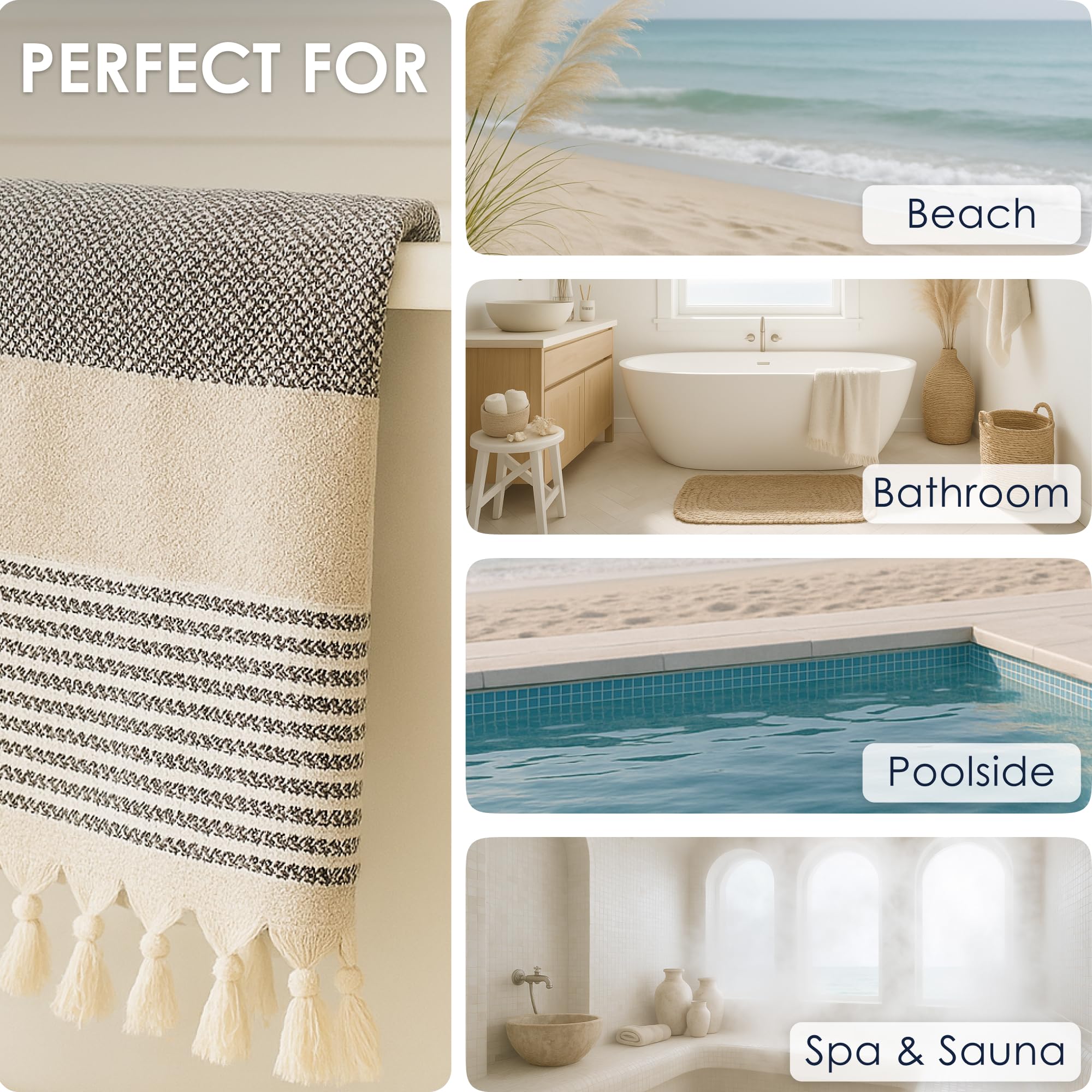 ATANI Turkish Beach Towel travels light and folds compactly for travel and camping.