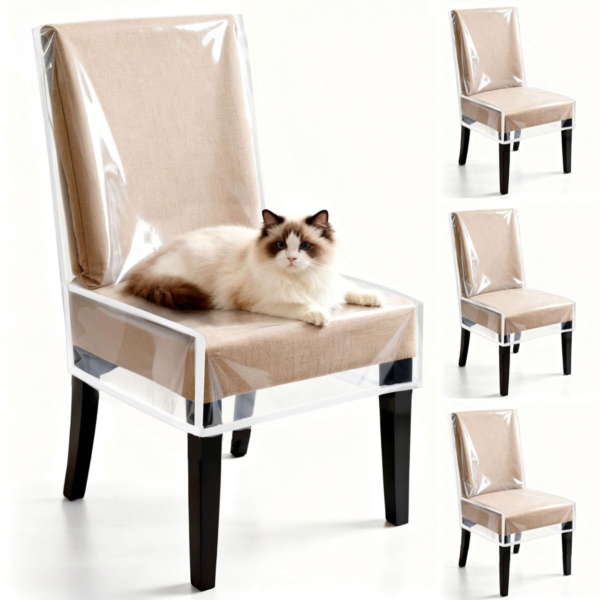 ATDRU 4-pack chair covers provide waterproof clear protection for dining chairs