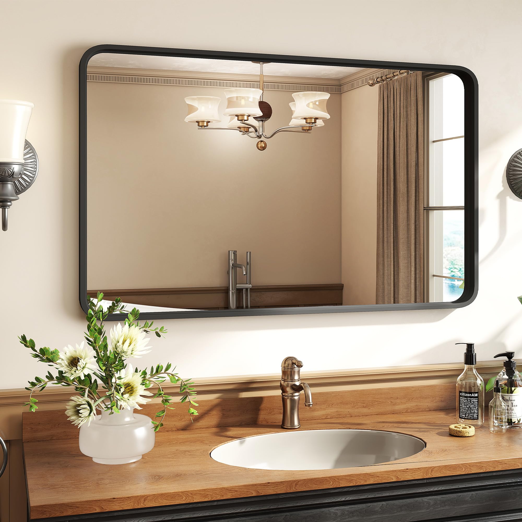 Atilioo 40x30 mirror with matte black frame for a modern bathroom