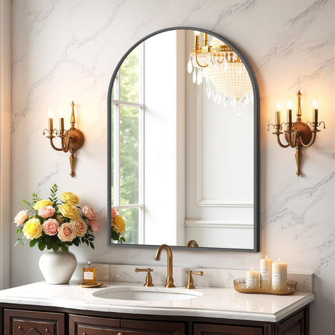 Atilioo arched 30x20 mirror offering distortion-free reflections for precise grooming.