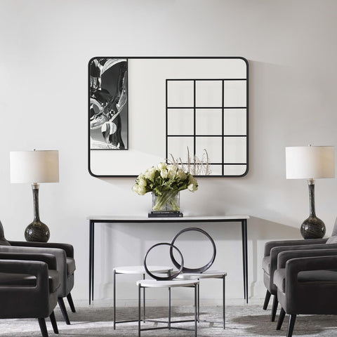 Atilioo mirror designed for horizontal mounting with sleek, rust-resistant frame