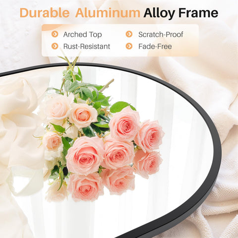 Atilioo matte black frame mirror emphasizes modern style with anti-rust durability.
