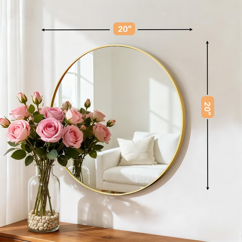 Atilioo round mirror with a matte gold frame that adds modern elegance and rust resistance.