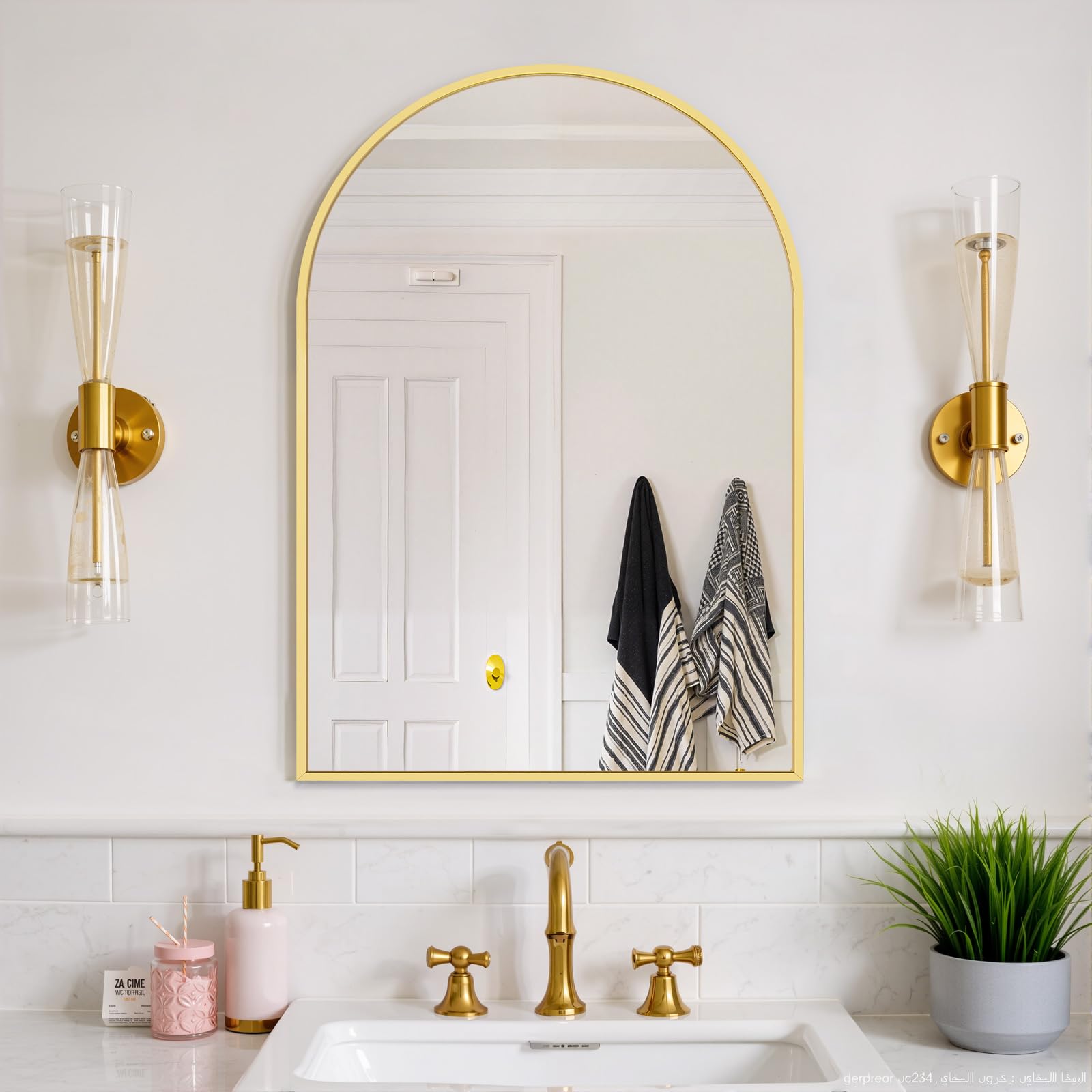 Atilioo arched mirror 36x24 adds balanced height and style