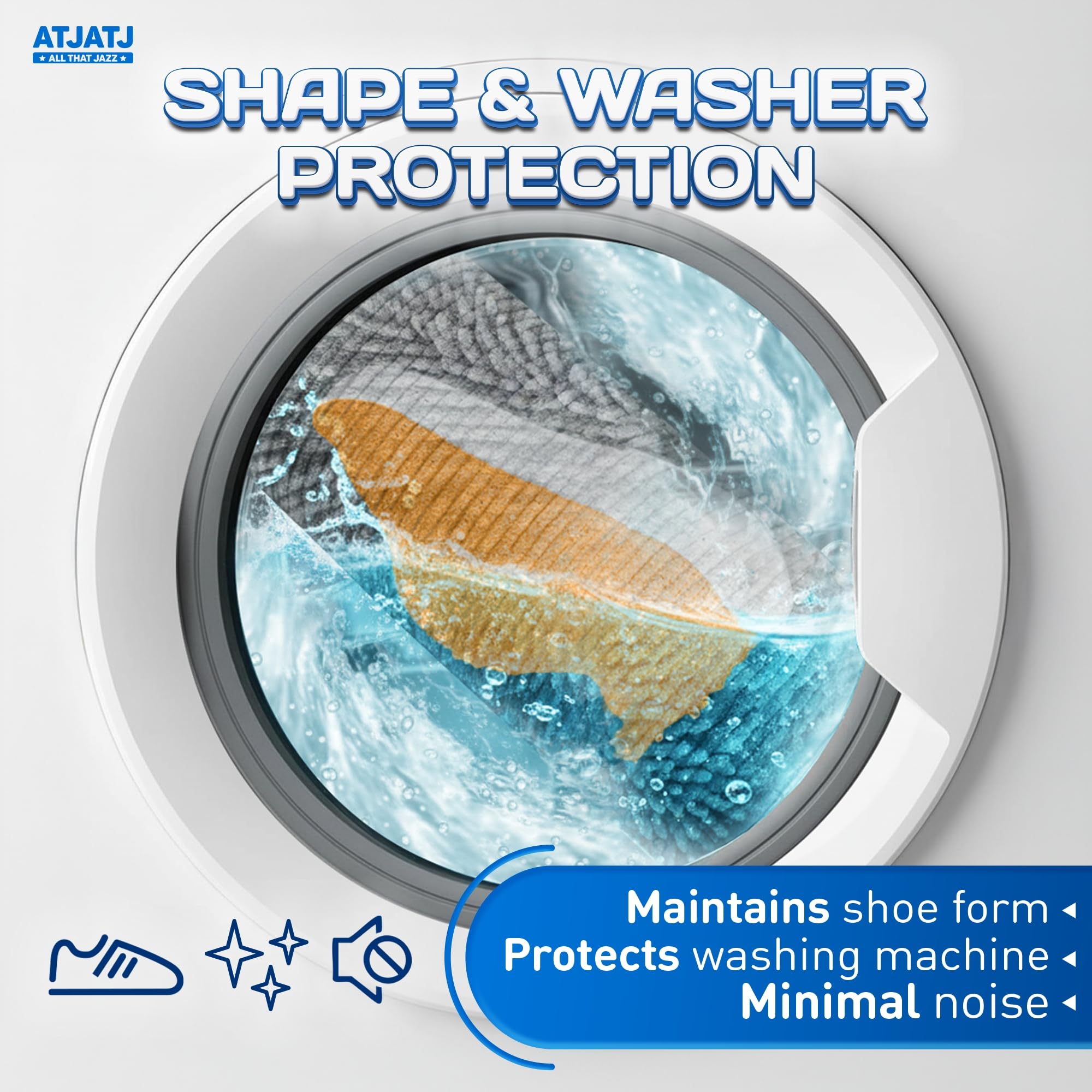 ATJATJ 2-pack shoe washing bag zipper closeup shows secure lock