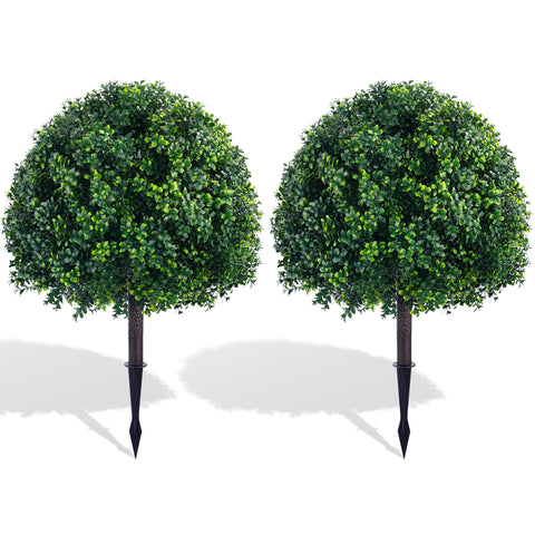 ATLIKE 24-inch boxwood topiary on a porch adds evergreen curb appeal.
