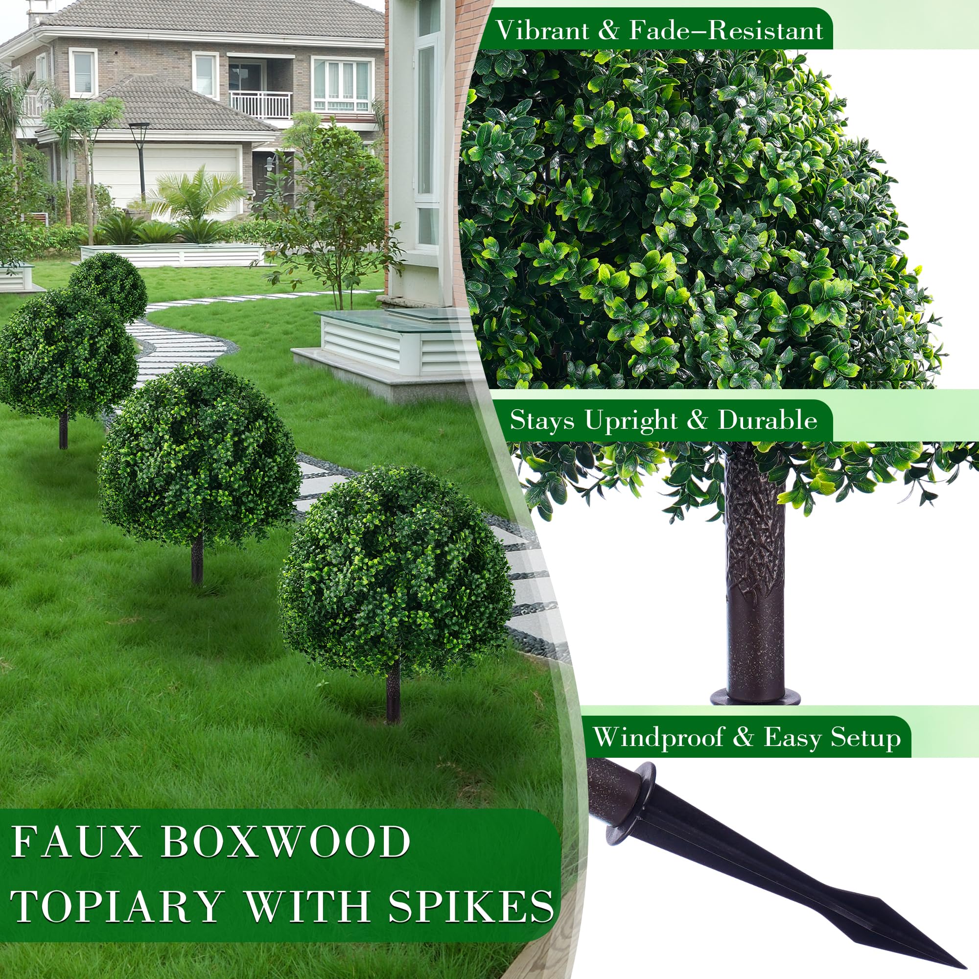 ATLIKE two-topiary set on a balcony delivers lush greenery without watering.