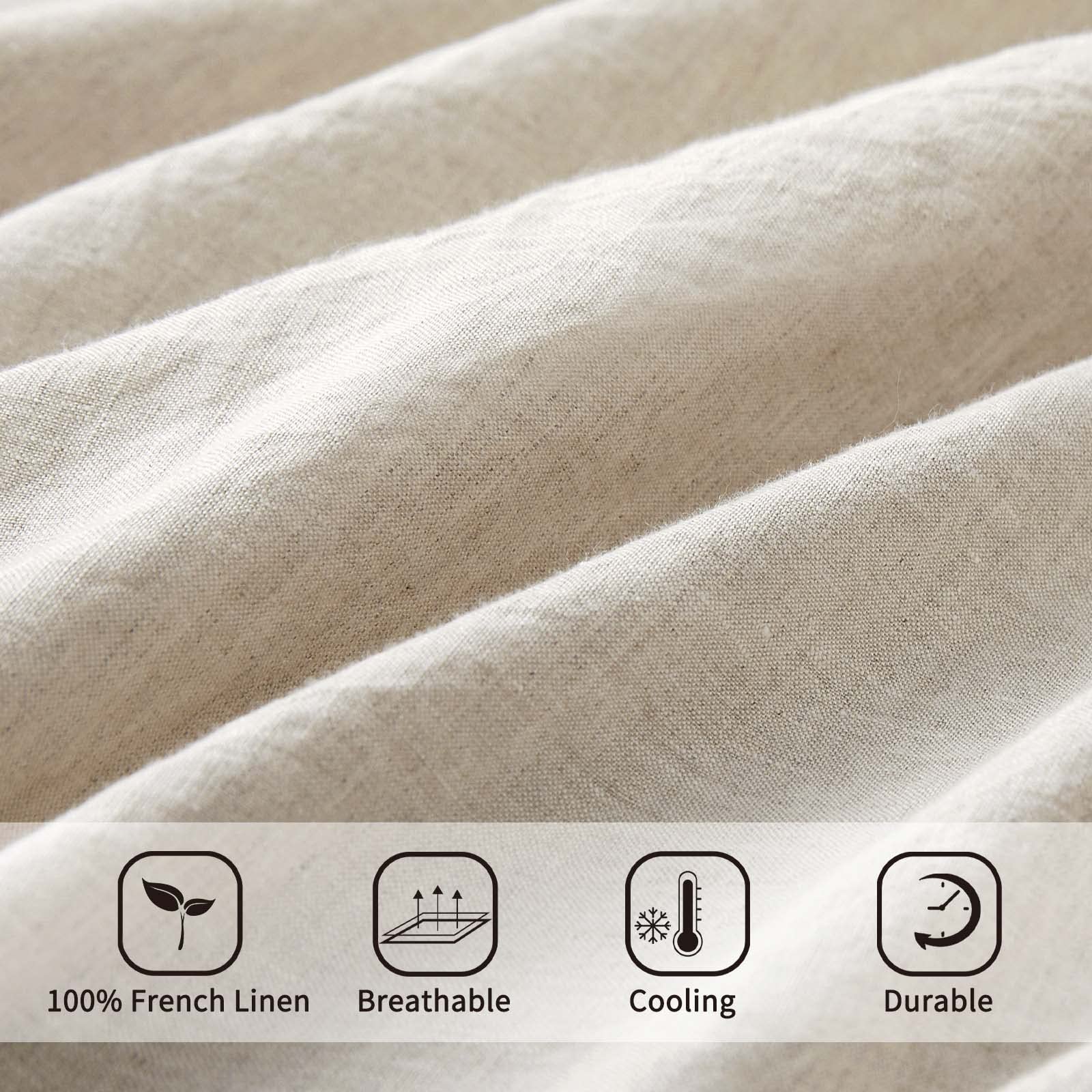 ATLINIA flax linen pillowcases natural with envelope closures