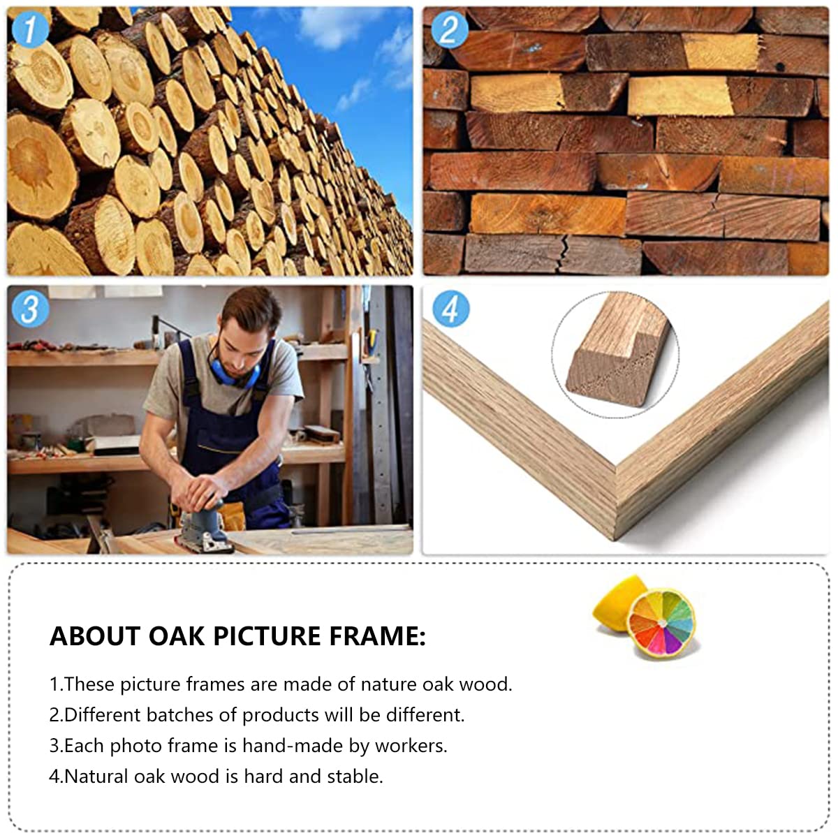 ATOBART 8x10 oak frame vertical and horizontal hanging capability