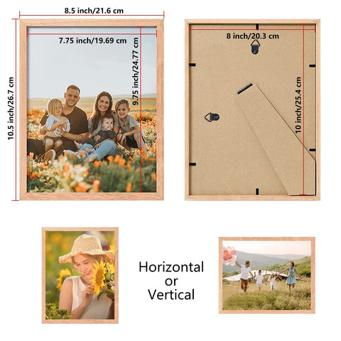 ATOBART 8x10 oak frame wall mount ready for vertical or horizontal layouts