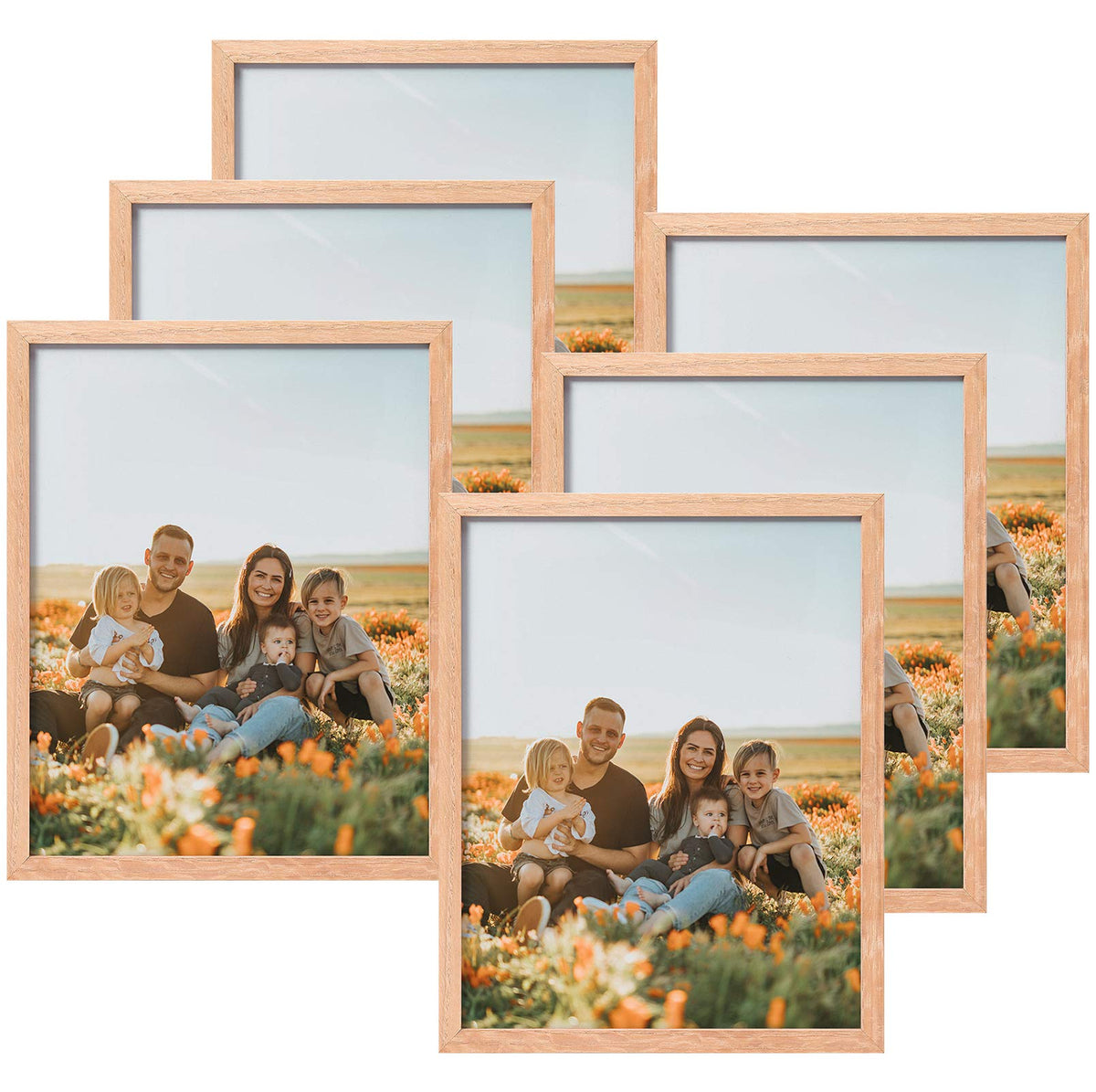 ATOBART 8x10 oak frame with clear glass for wall display and photo protection.