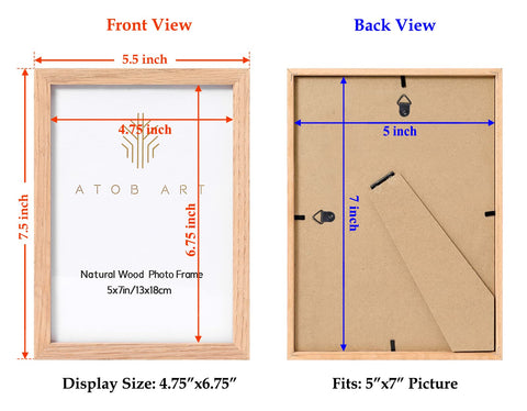 ATOBART natural oak wood frame close-up showing high-definition glass protection for photos.