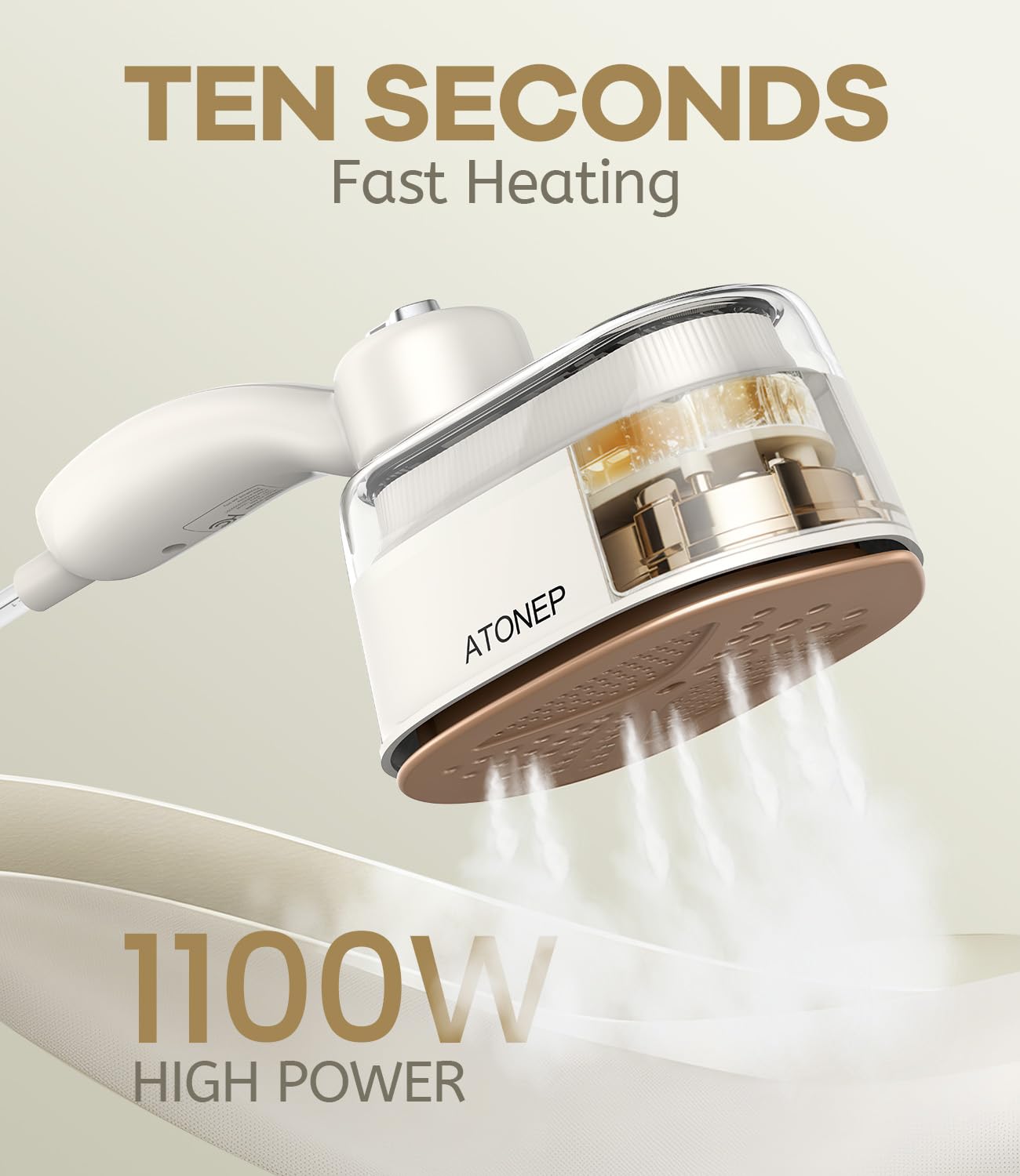 ATONEP travel steamer shows 180-degree rotatable handle for flexibility