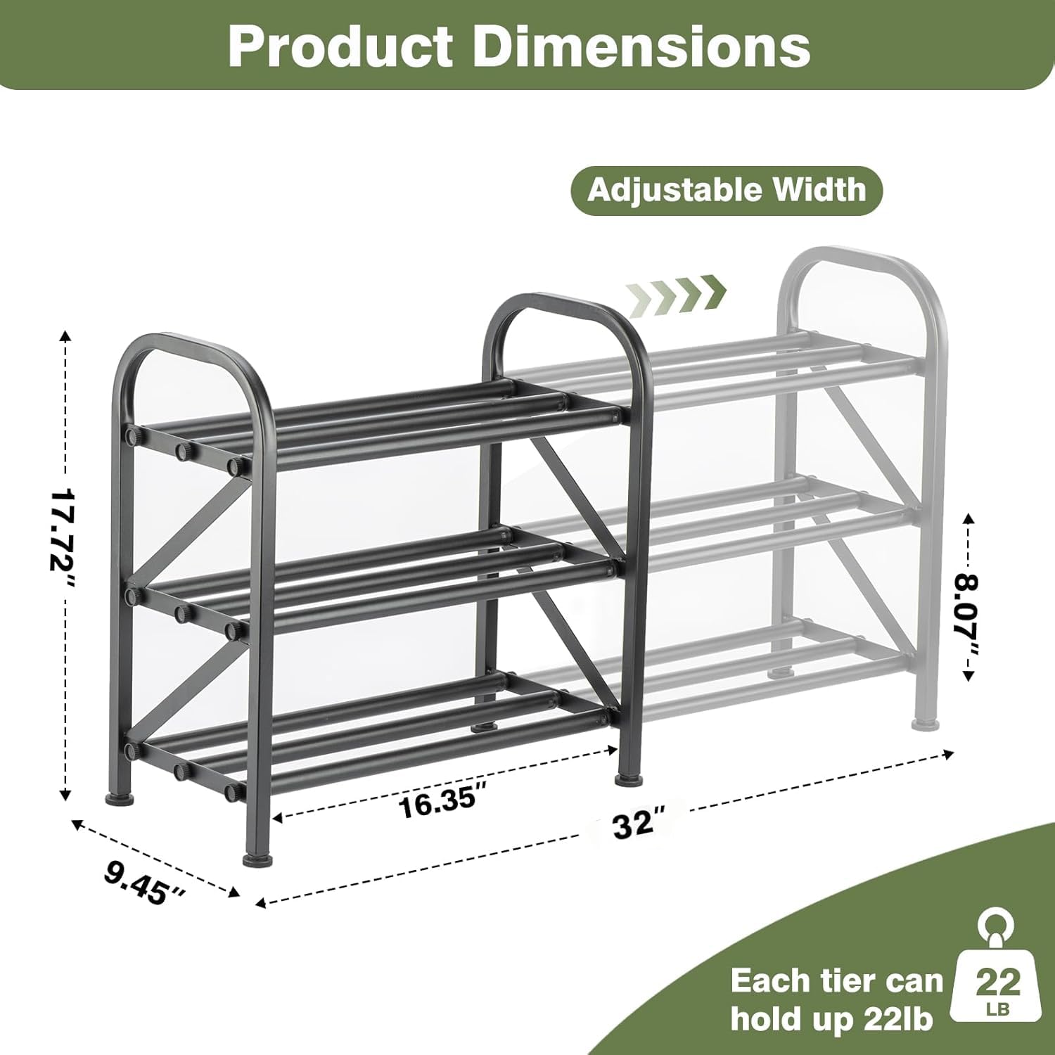 Atrastout 3-tier shoe rack assembly, tool-free setup saves time during home organization.