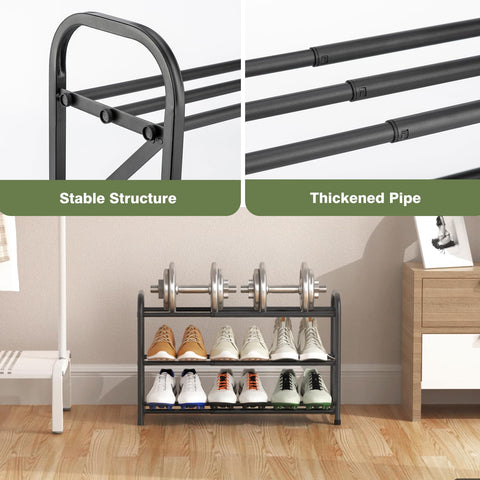 Atrastout slim-profile shoe storage fits narrow closets while keeping footwear visible.
