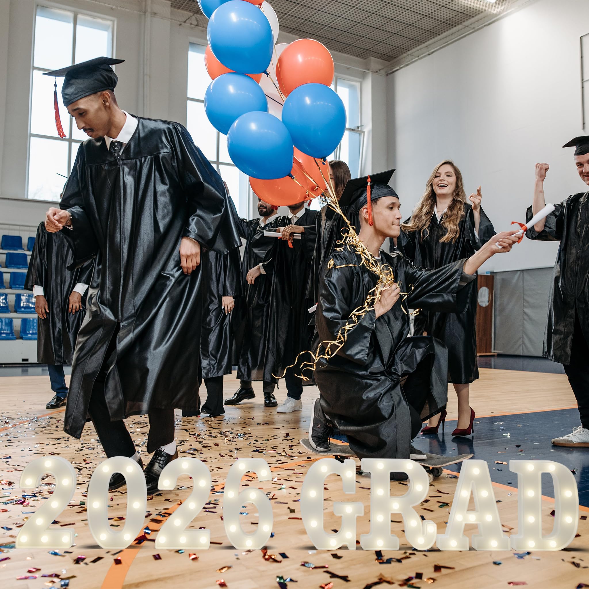 Atronor Grad 2026 LED letters acrylic construction shown safely.
