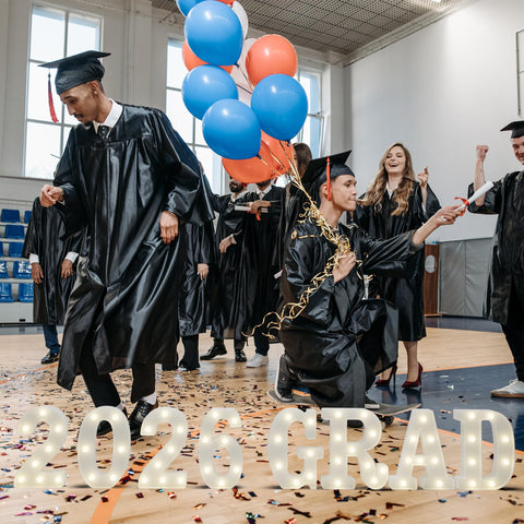 Atronor Grad 2026 LED letters acrylic construction shown safely.