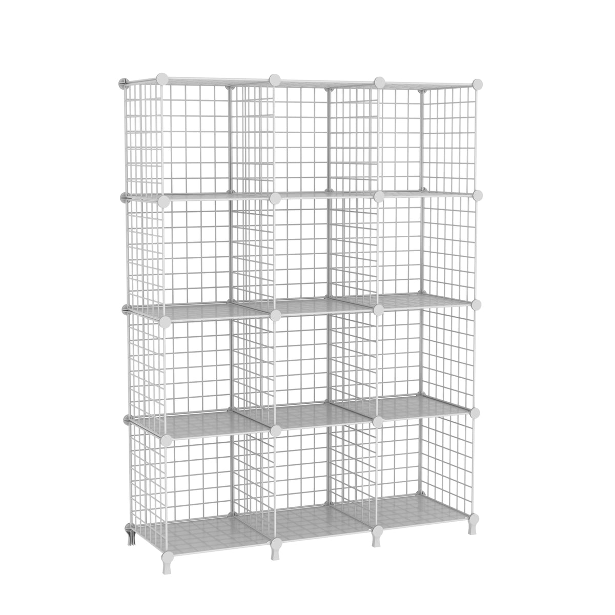 ATTDETJL 12-cube storage organizer in white demonstrates modular assembly for easy setup