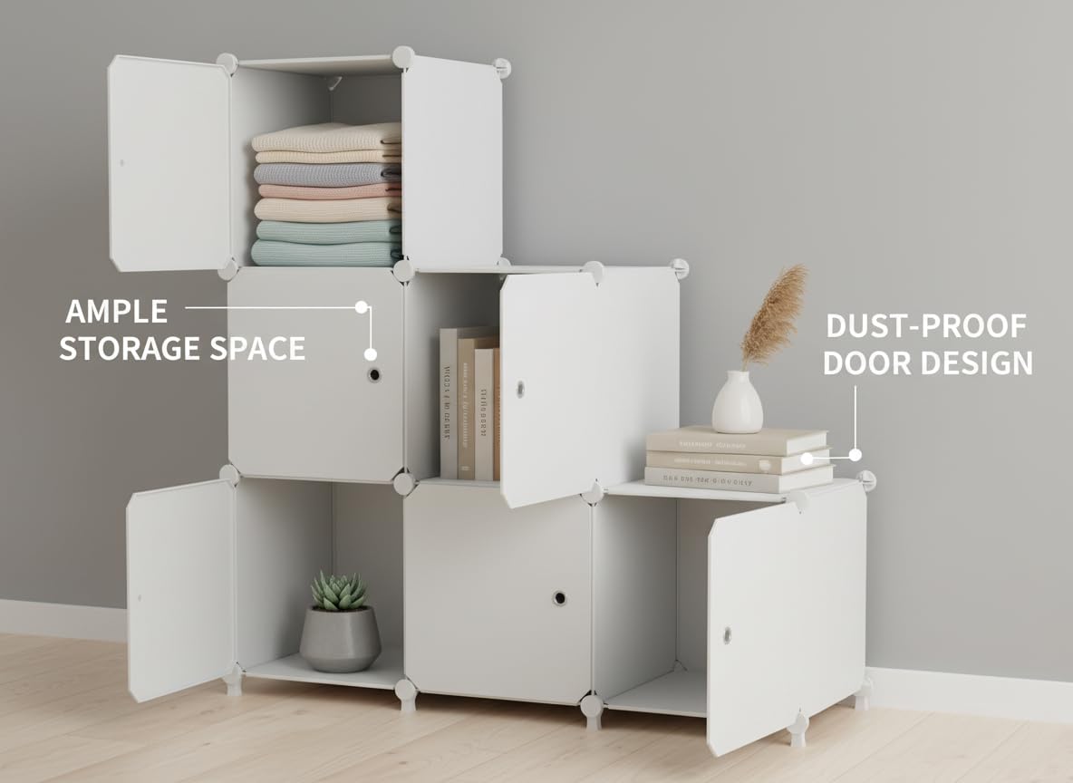 ATTDETJL storage unit featuring 11.8-inch cubes helps organize books and toys.