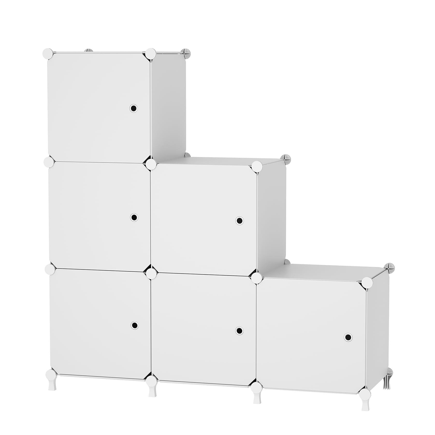 ATTDETJL cube storage unit with doors in white, ideal for tidy bedroom organization.