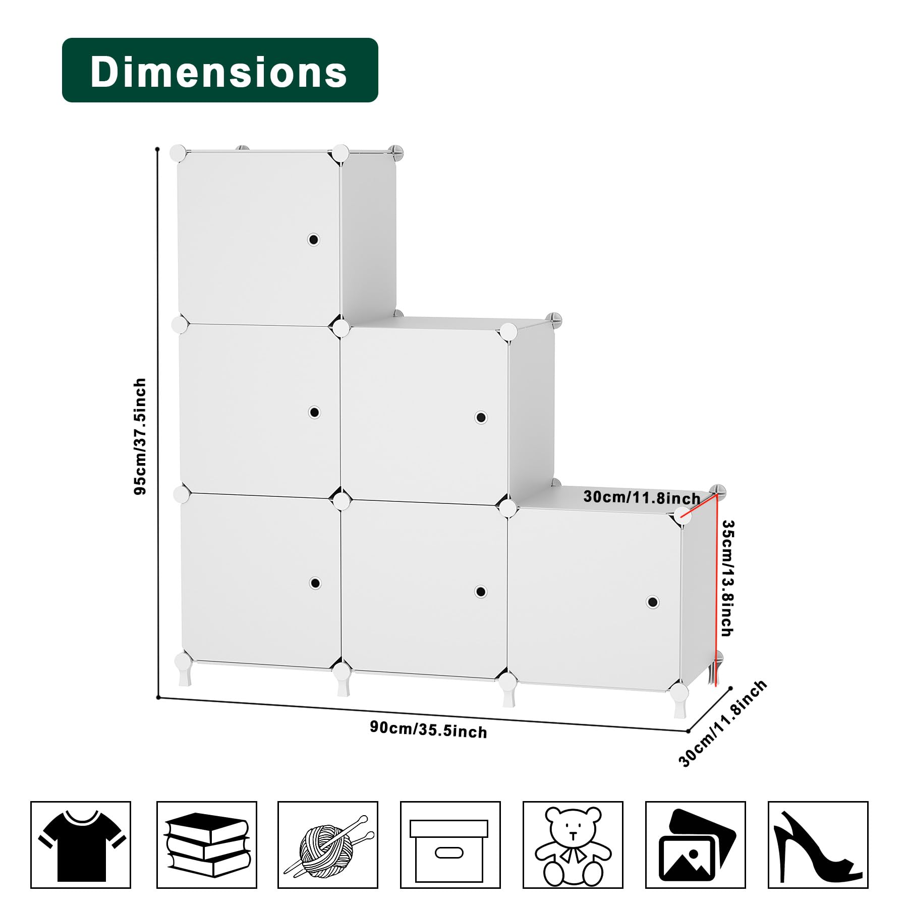 ATTDETJL DIY stackable design supports customized layouts to fit tight corners.