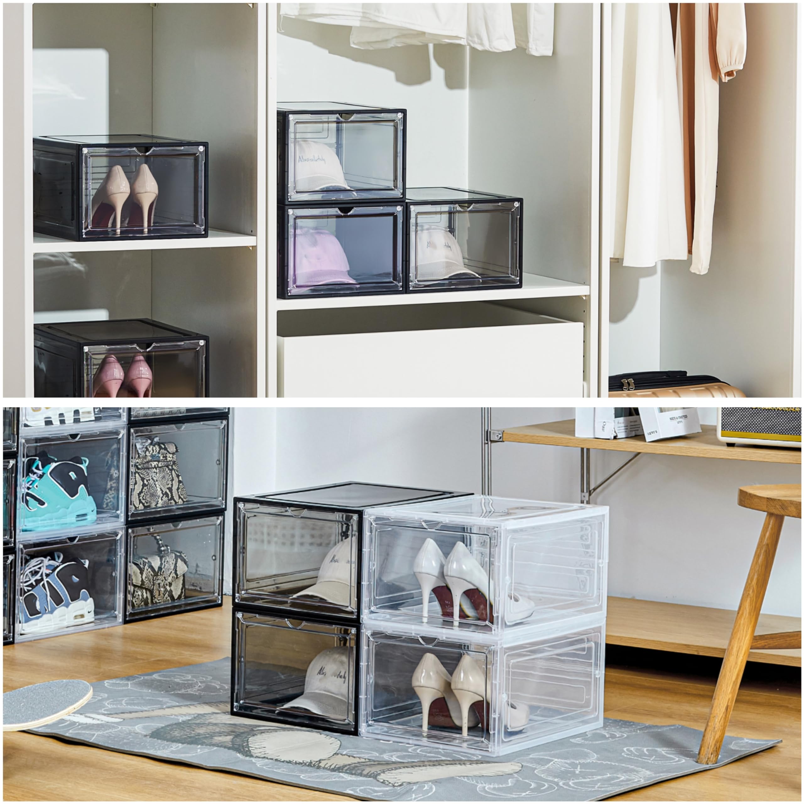 Attelite hat organizer with transparent magnetic door keeps hats dust-free
