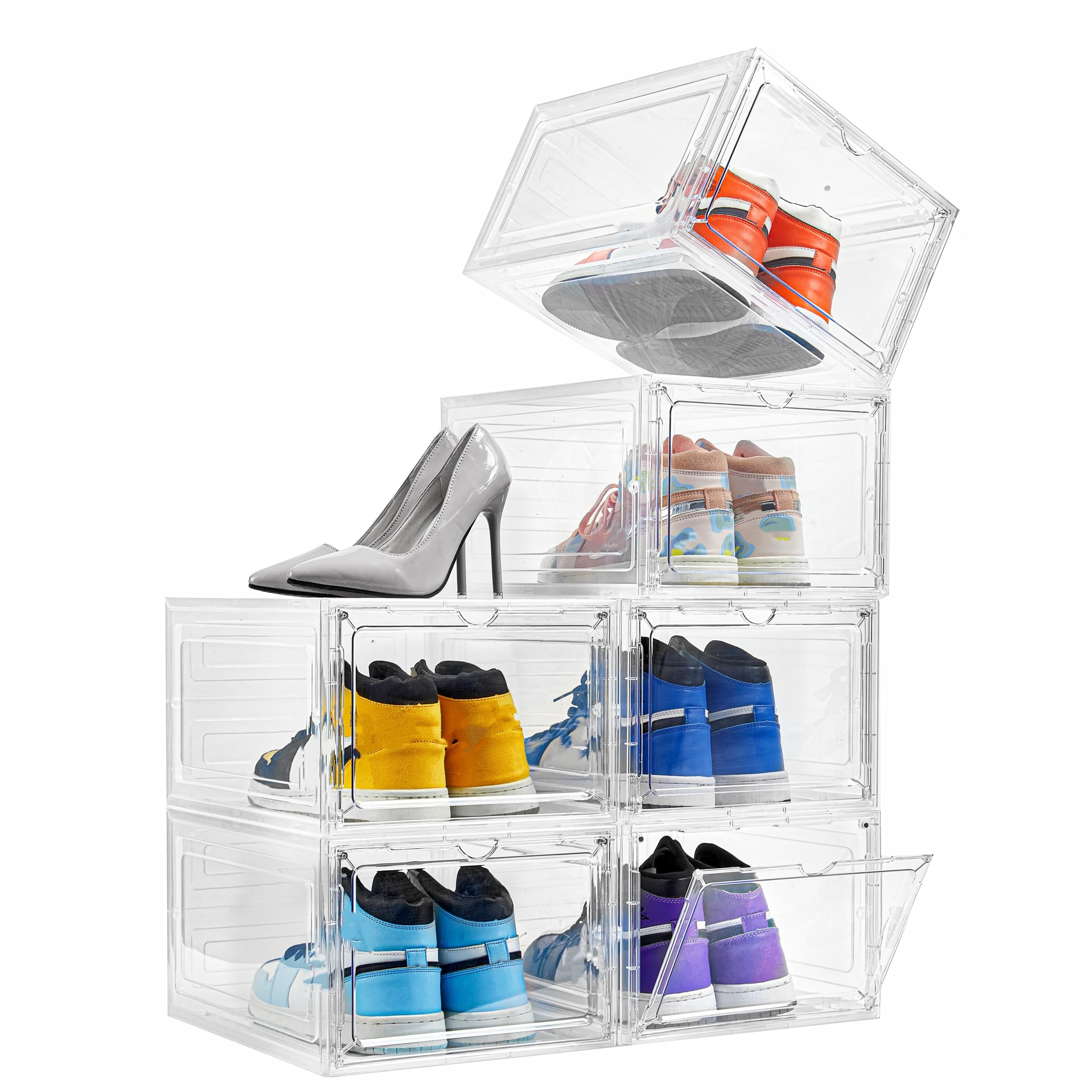 Attelite Shoe Box Organizer with clear door displaying sneakers at a glance.