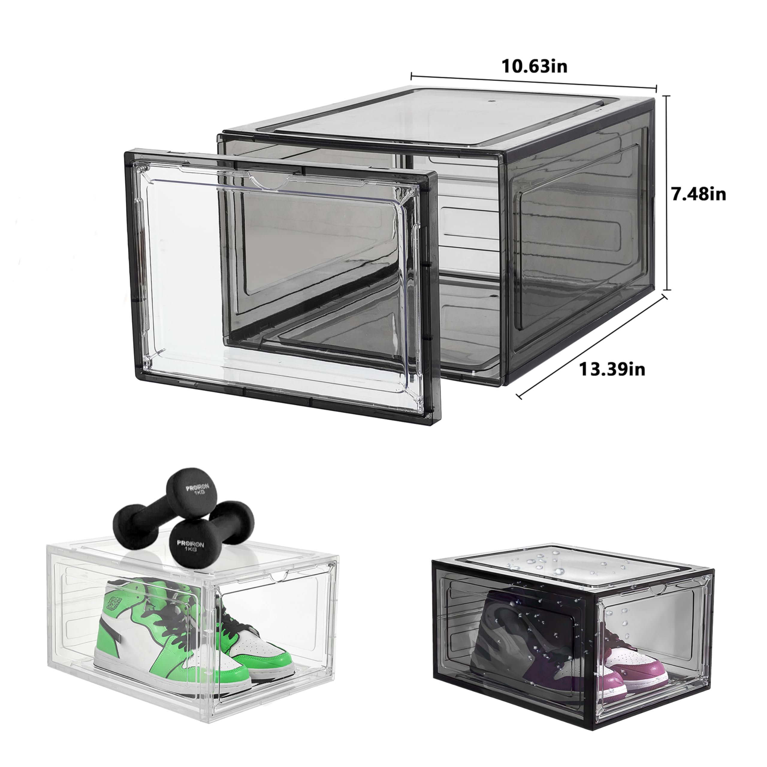 Attelite Upgrade 12-pack shoe box with magnetic door shows secure closure for stacked storage.