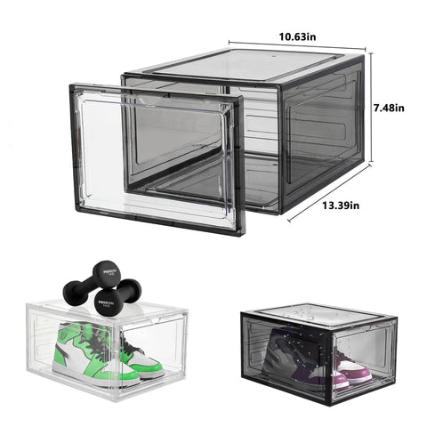 Attelite Upgrade 12-pack shoe box with magnetic door shows secure closure for stacked storage.
