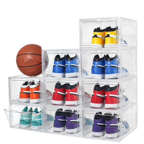 Attelite X-Large Clear Shoe Box front view shows shoes clearly for quick selection.