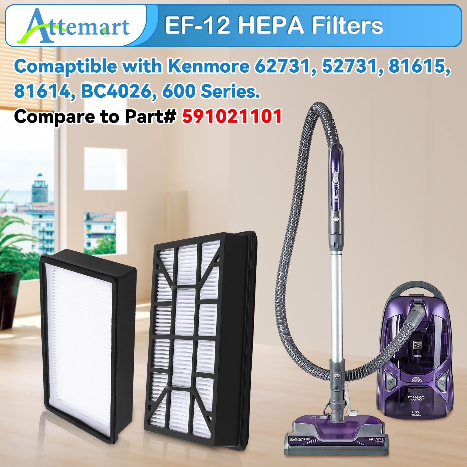 Attemart EF-12 two-pack filters for Kenmore 600-series, reducing waste