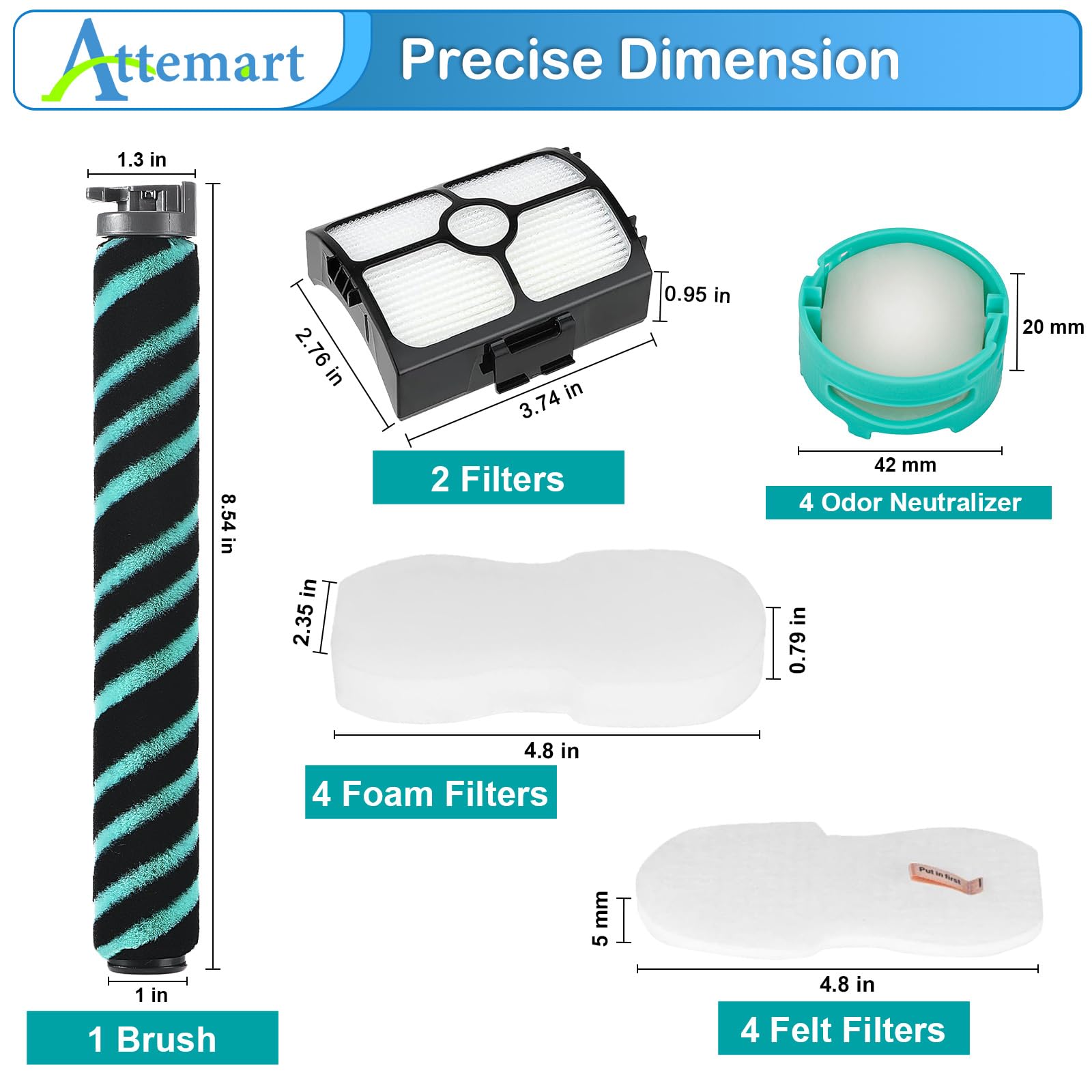 Attemart hz4000 filter kit for Shark, helps trap dust and hair
