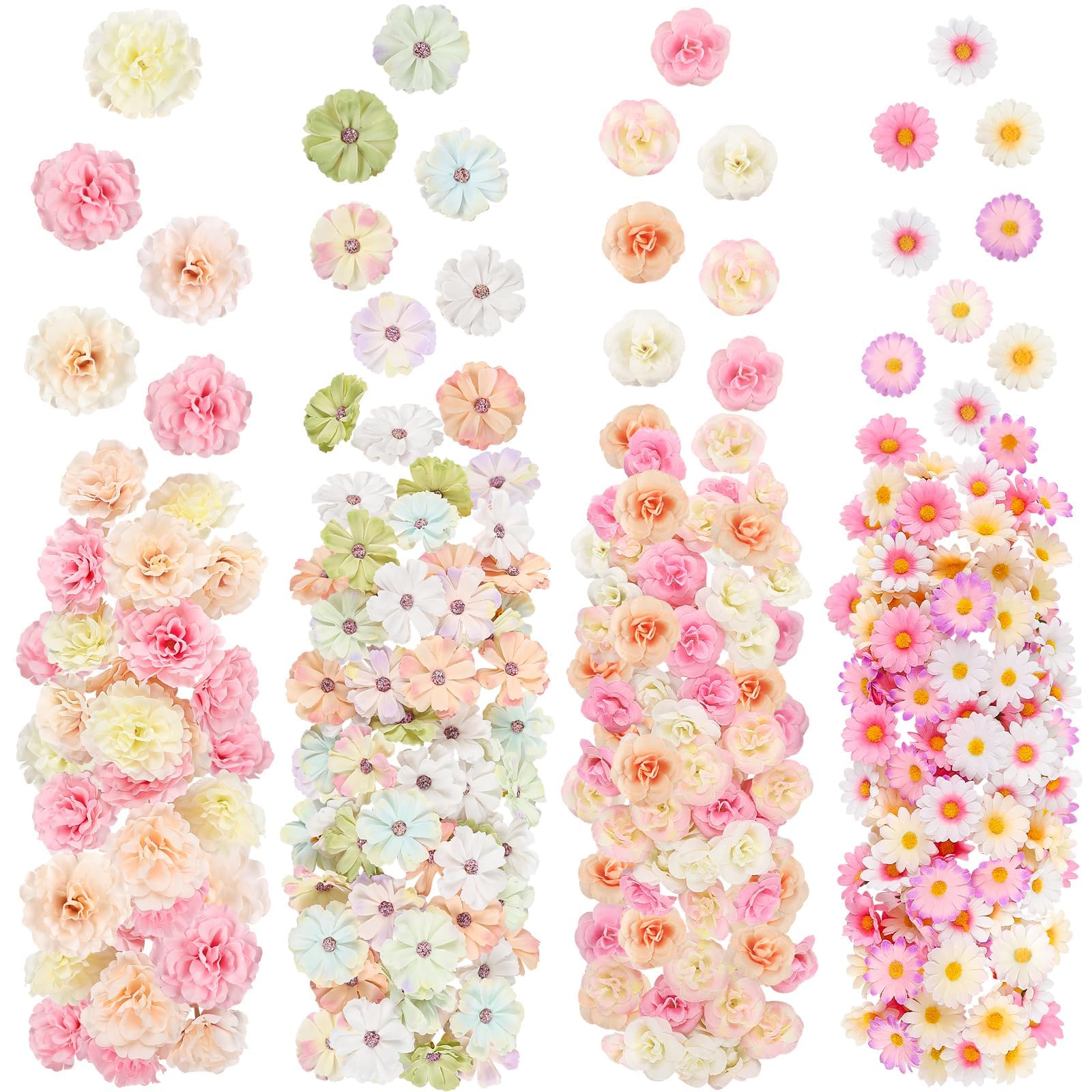 ATTGREAT 310Pcs fake flower heads assortment for versatile DIY decor ideas.
