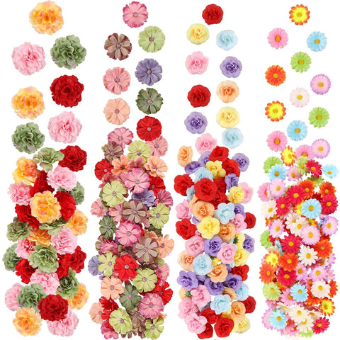 ATTGREAT 310Pcs mini artificial flower heads collection for bulk crafts and decor
