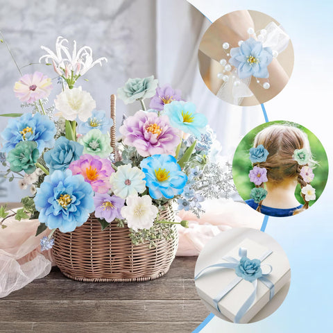 ATTGREAT blue daisy silk heads for crafts and arrangements.