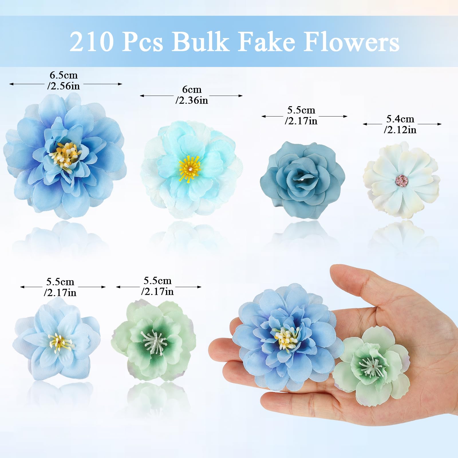 ATTGREAT blue rose silk heads for DIY wedding decor and crafts.