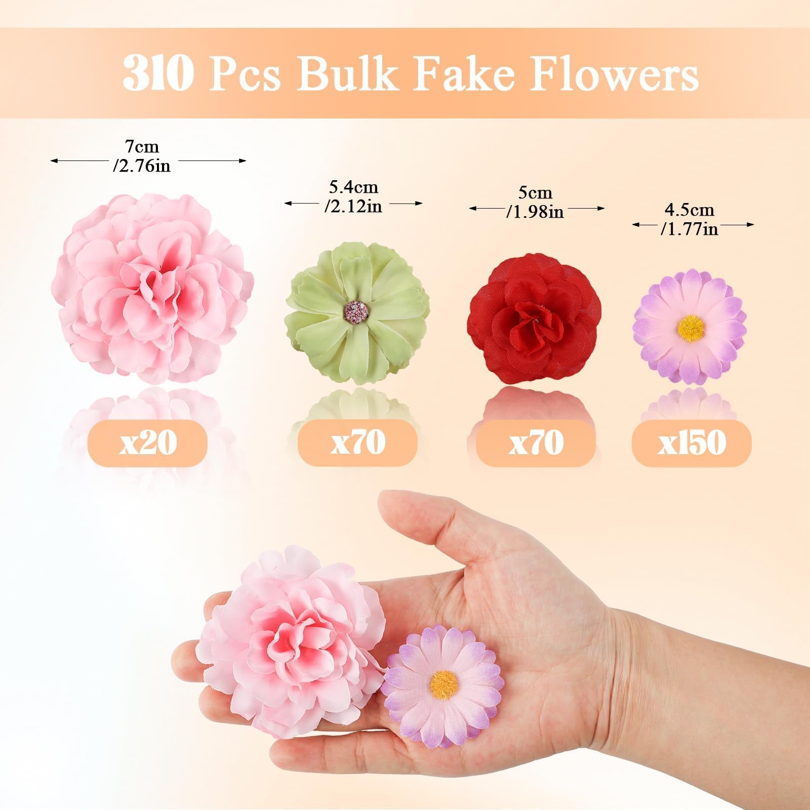 ATTGREAT fake flower heads daisy rose mix ideal for DIY bouquets