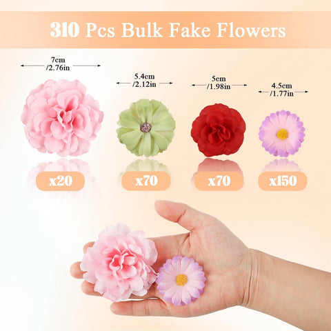 ATTGREAT fake flower heads daisy rose mix ideal for DIY bouquets