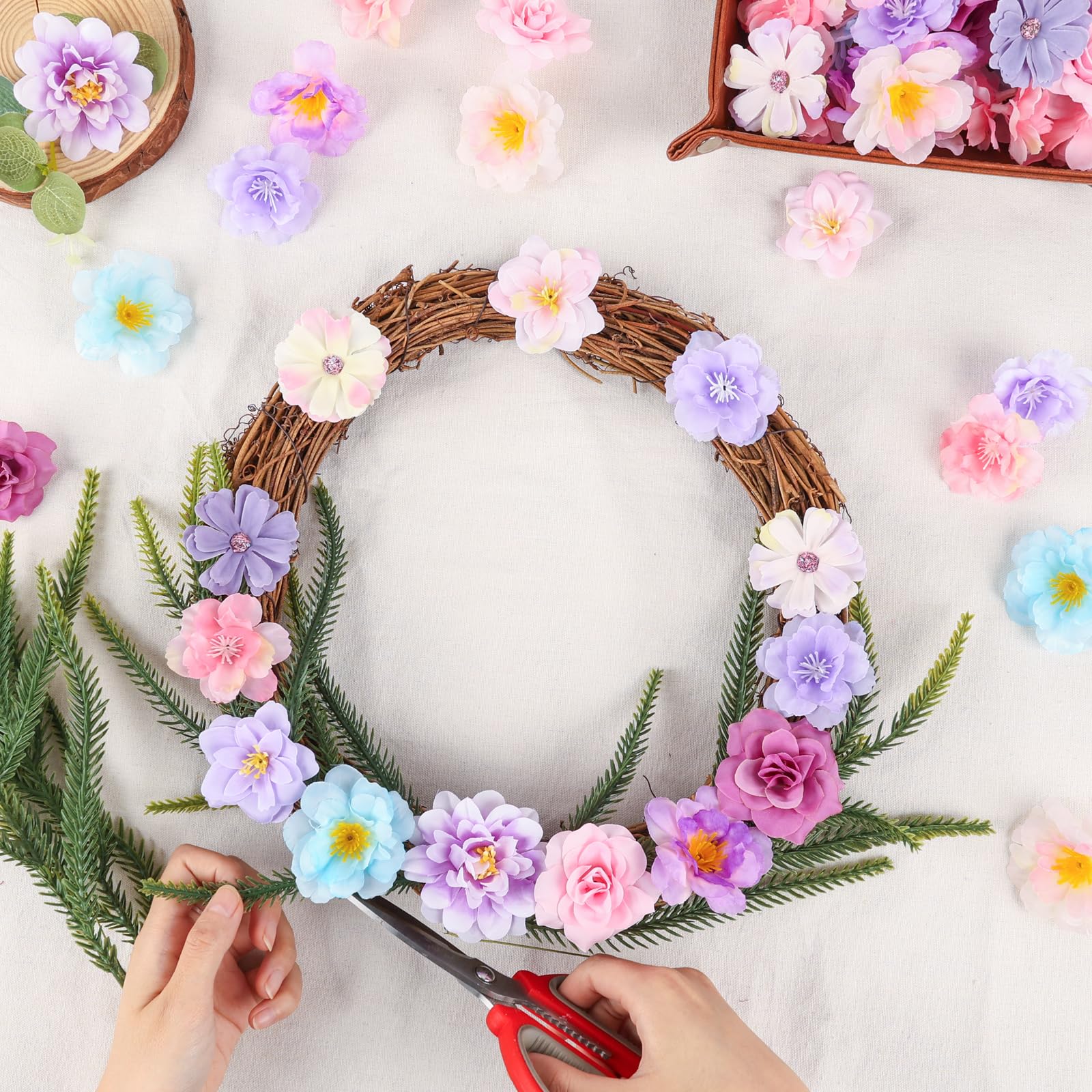 ATTGREAT faux silk flower heads with plastic backing resist tearing and fading.